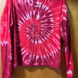 49ers Red Tie-Dye Long Sleeve Women's Top